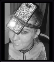 Sky Williams wearing a welding mask